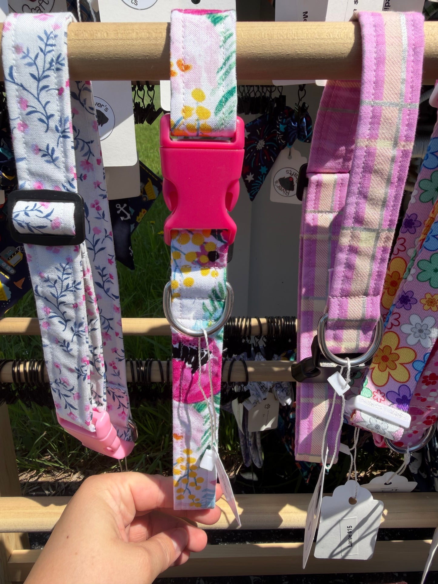 Pink Large Print Floral Dog Collar