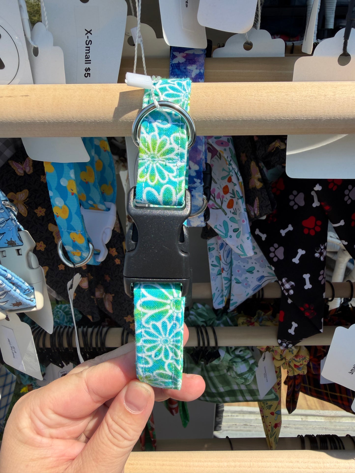 Blue and Green Floral Dog Collar