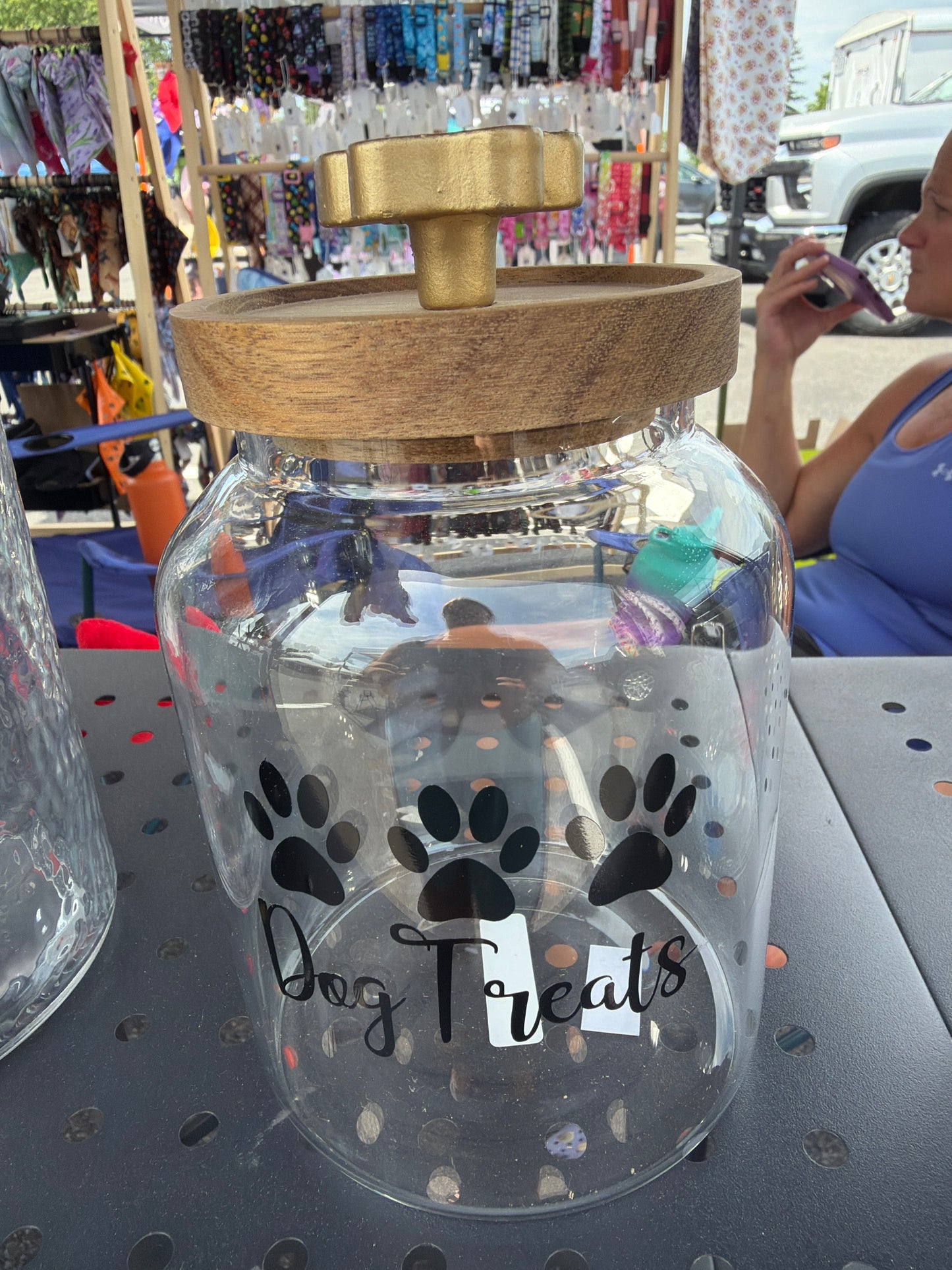 Dog treat jar, glass