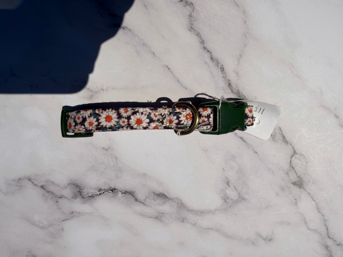 Dark Green Daisy Dog Collar