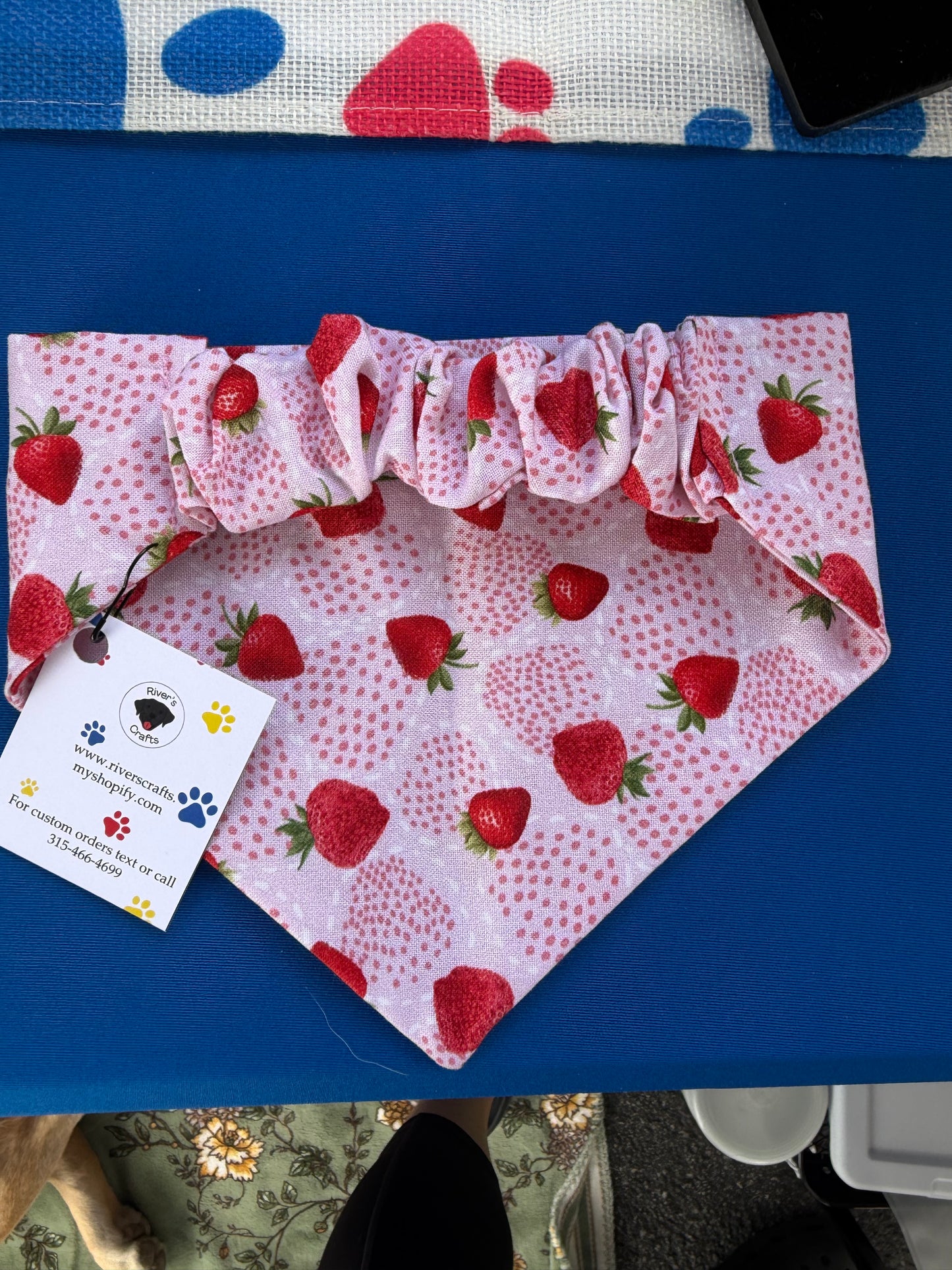 Pink Strawberry Dog Scrunchie Bandana