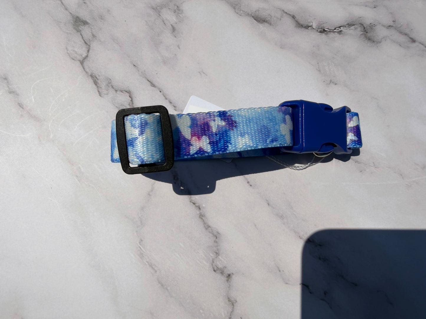 Blue and Purple butterfly Nylon webbing dog collar