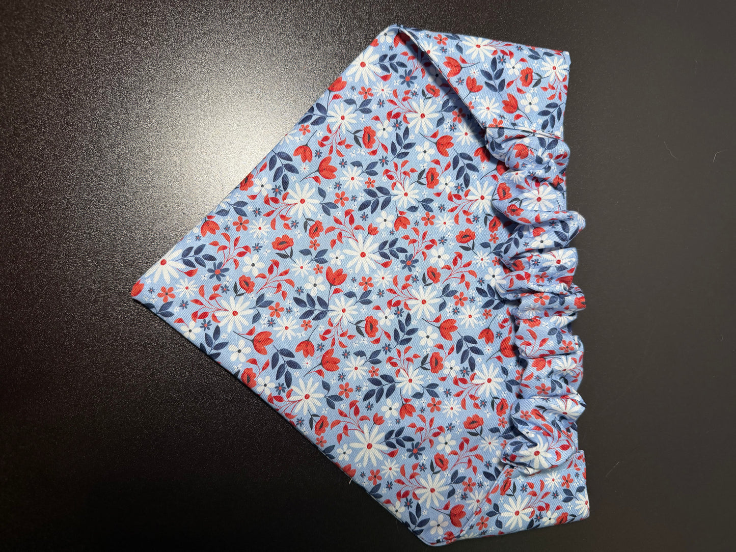 Red, white, & blue floral scrunchie dog bandana