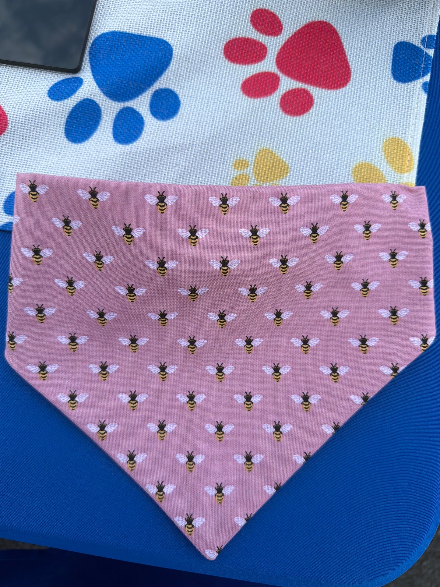 Pink Bee Scrunchie Dog Bandana