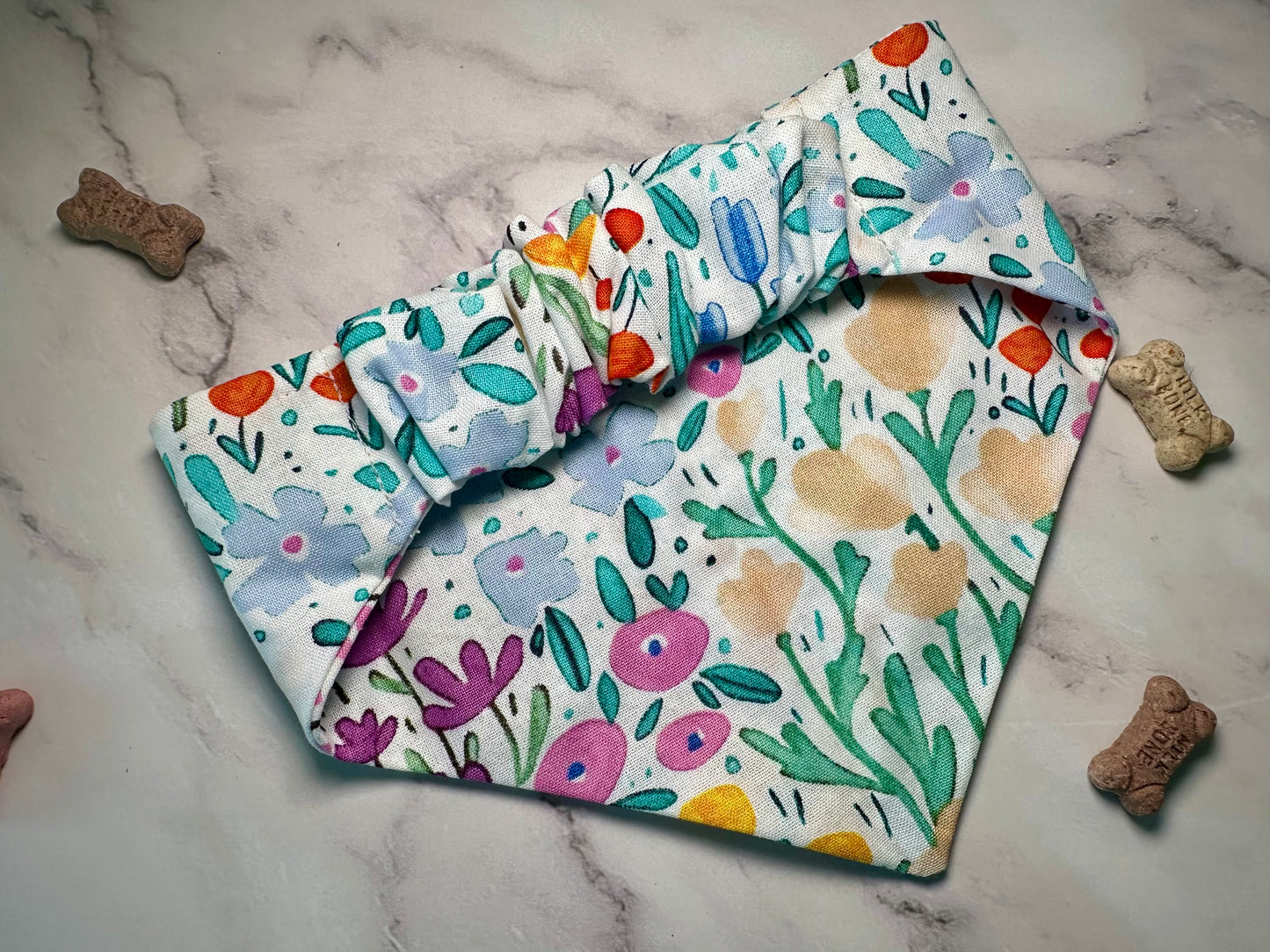 Water color floral scrunchie dog bandana