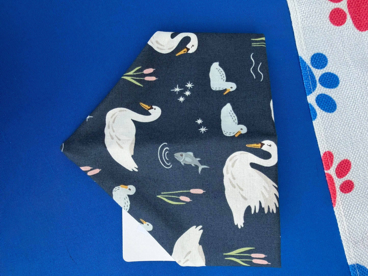 Navy Swan Scrunchie Dog Bandana
