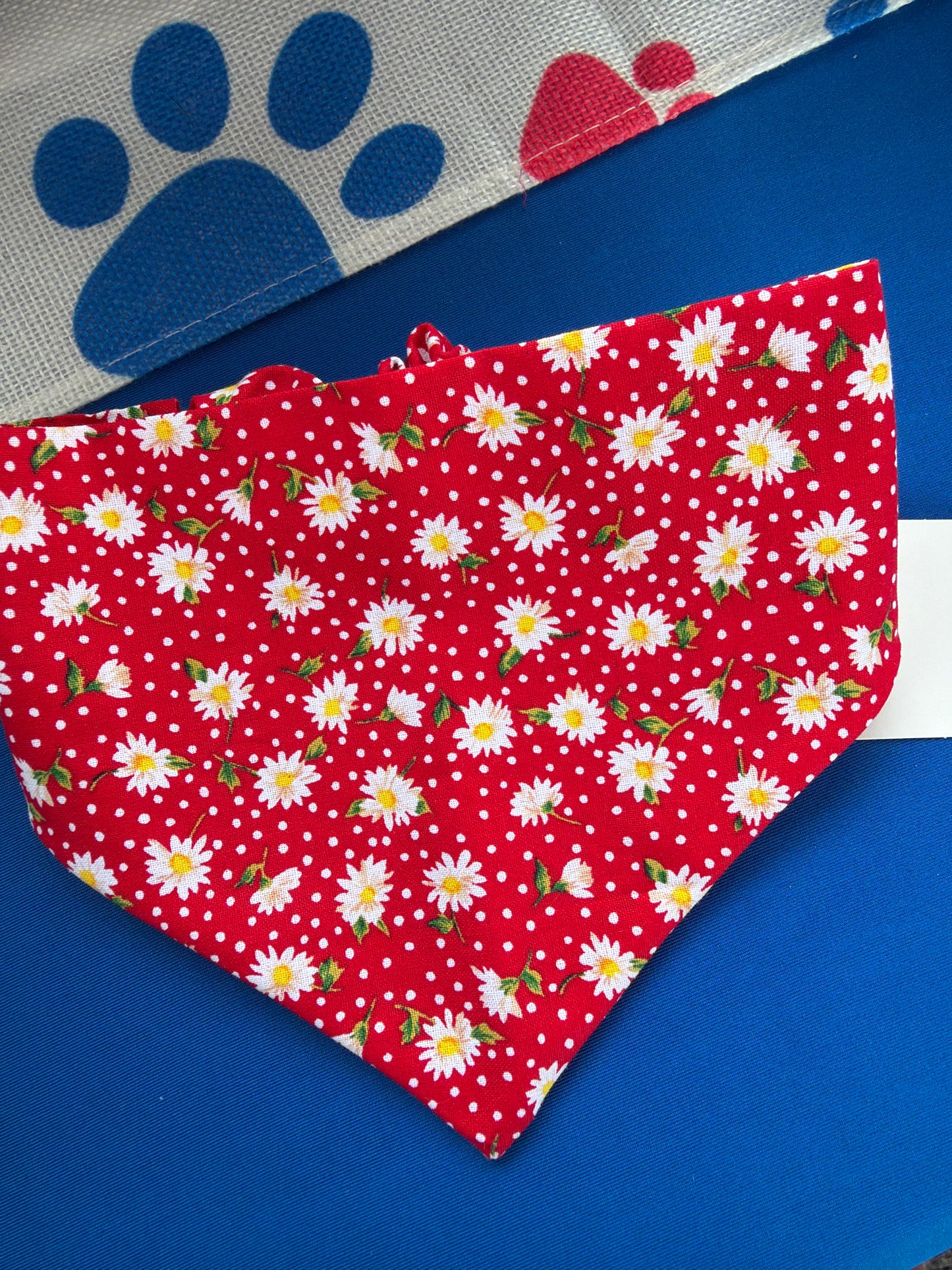 Red daisy scrunchie dog bandana