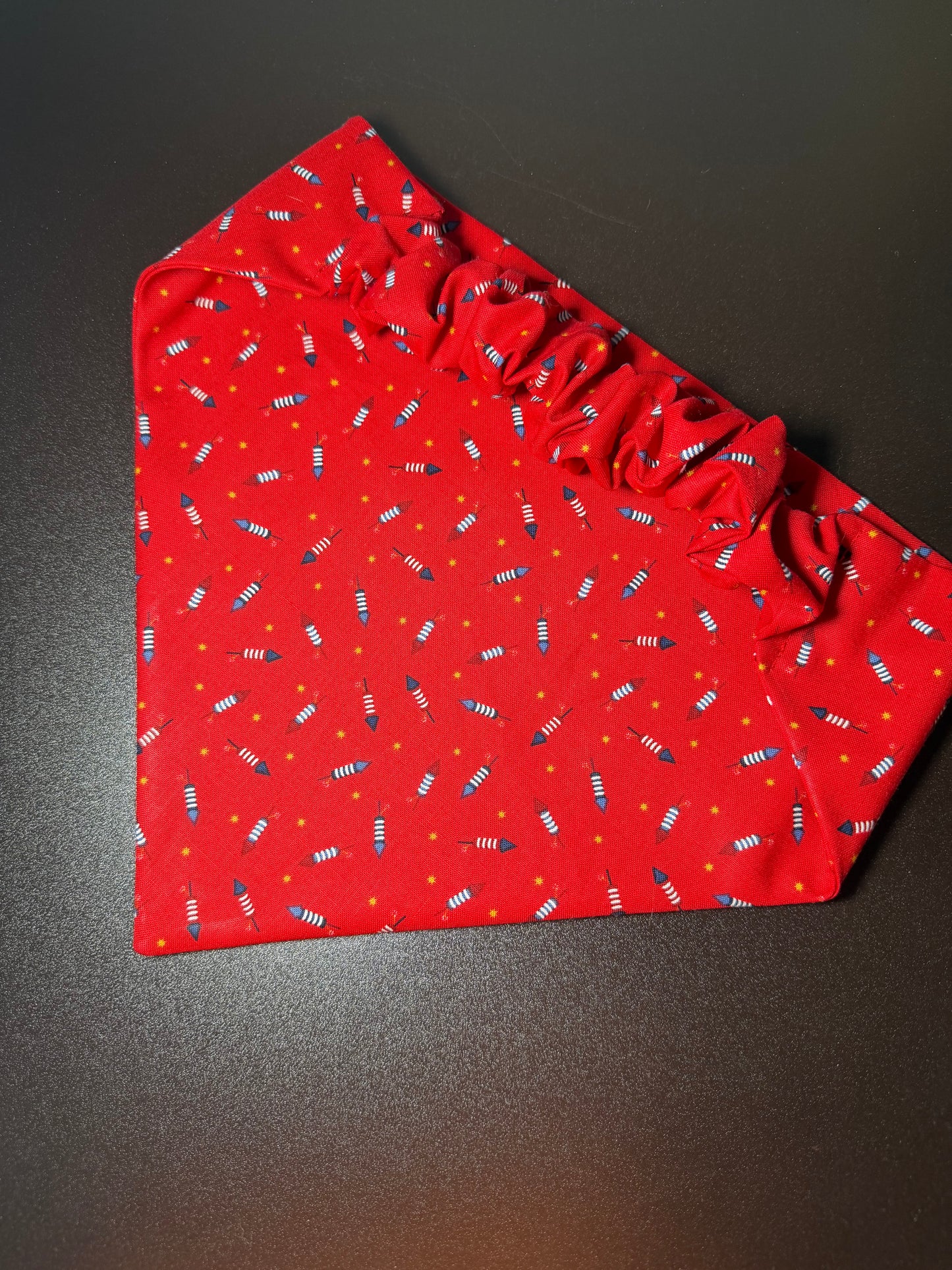 Red Firework Scrunchie Dog Bandana