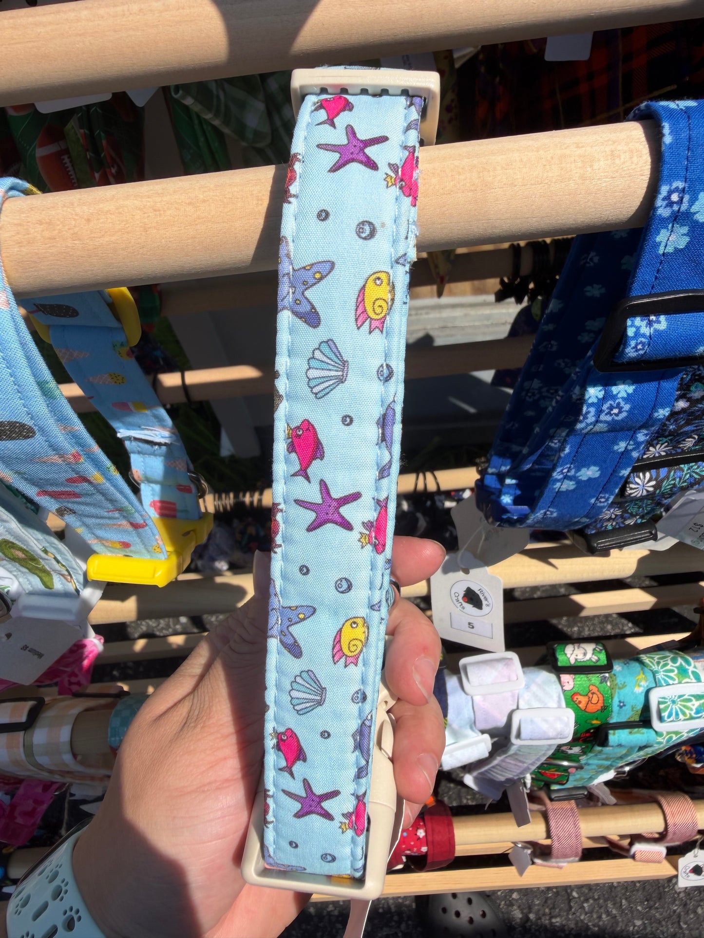 Light Blue Starfish & fish Dog Collar