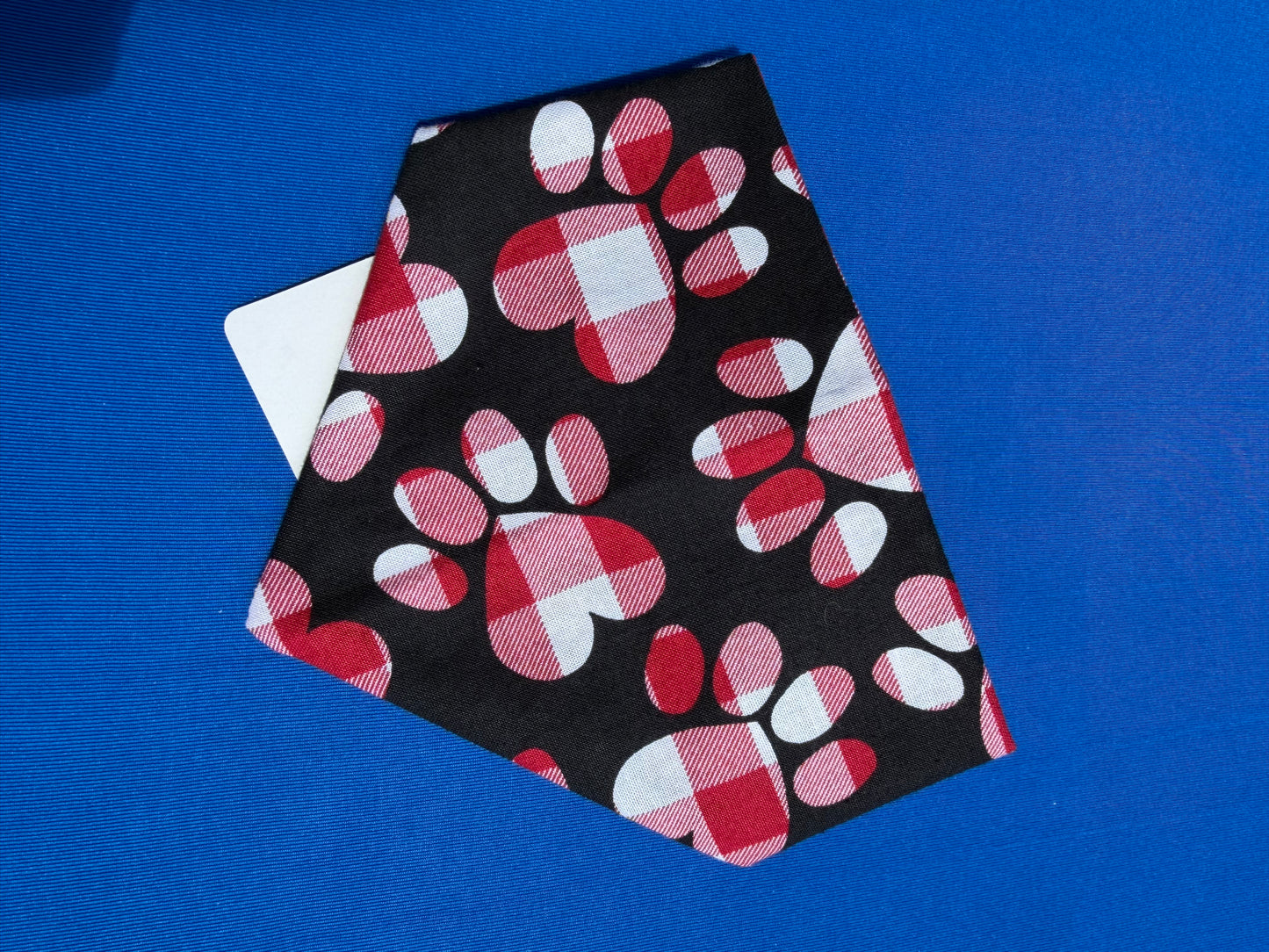 Red Plaid Paw Print Scrunchie Dog Bandana