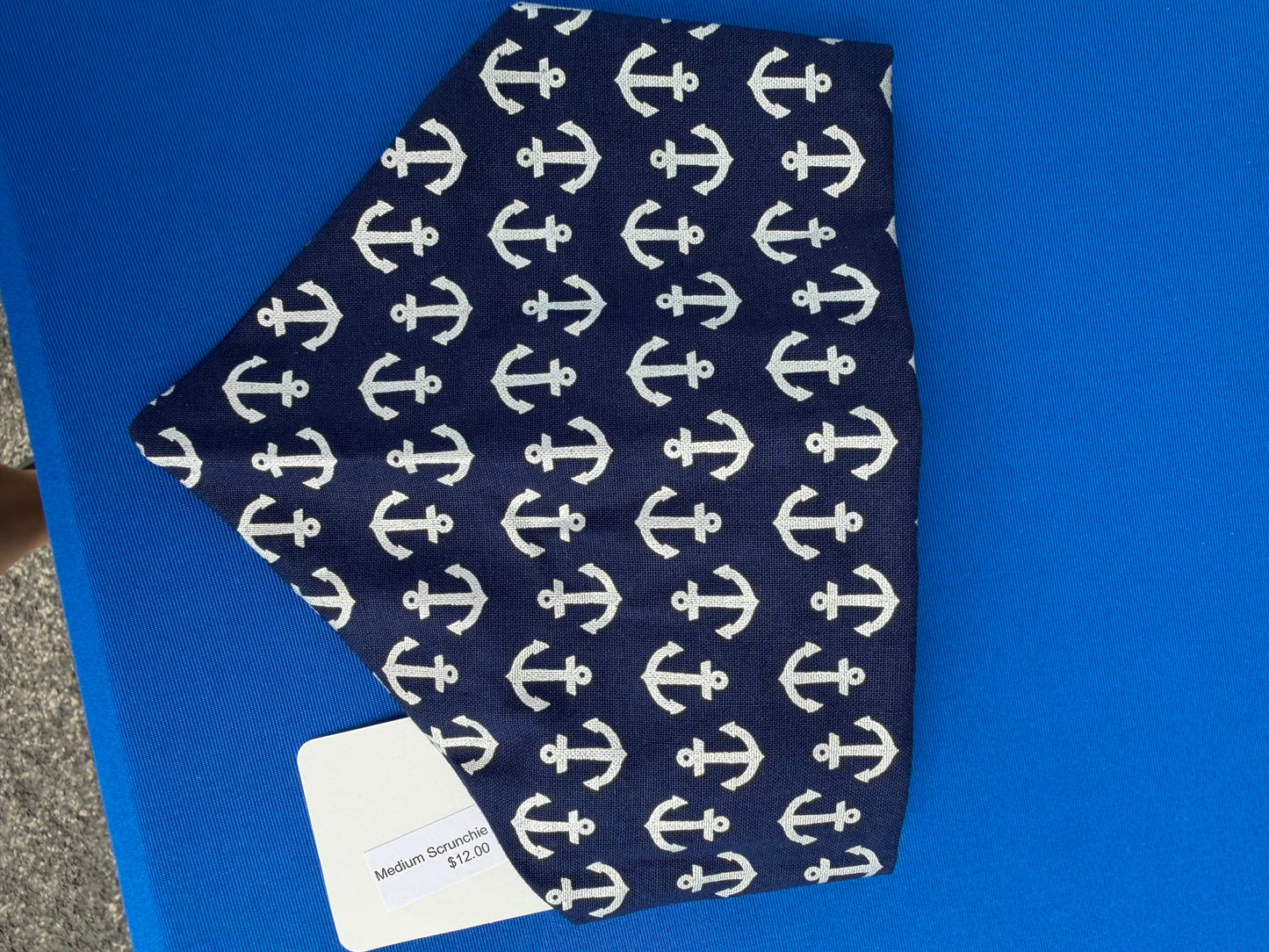 Navy Anchor Scrunchie Dog Bandana