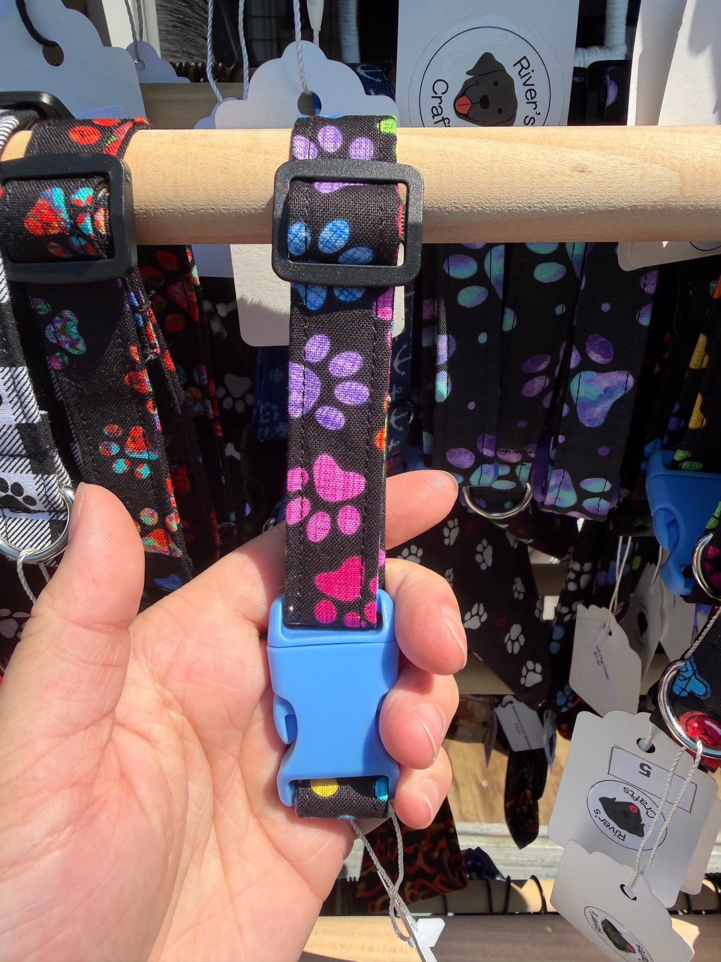 Black & neon rainbow Paw Prints