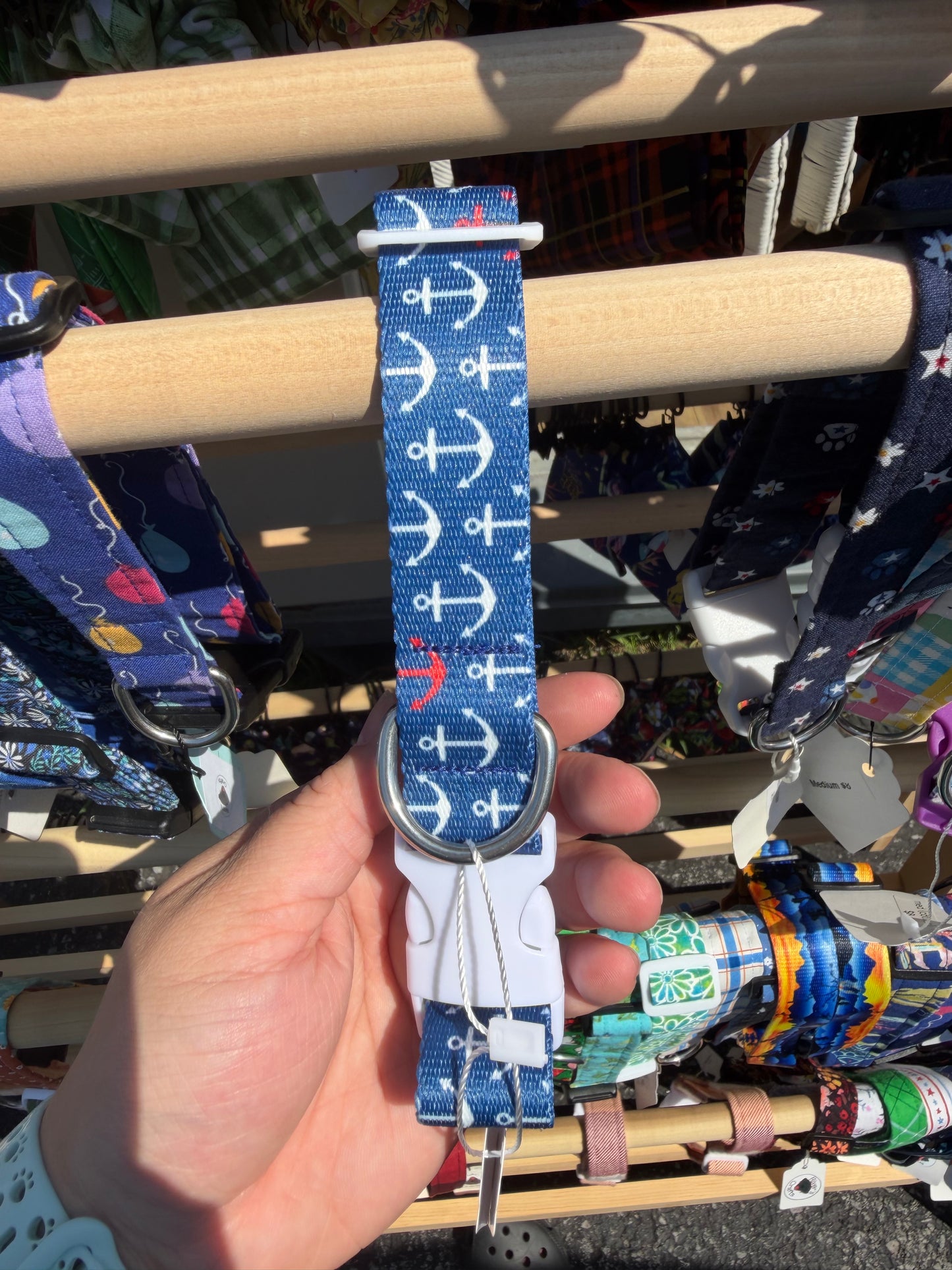 Blue anchor Nylon Webbing Dog Collar