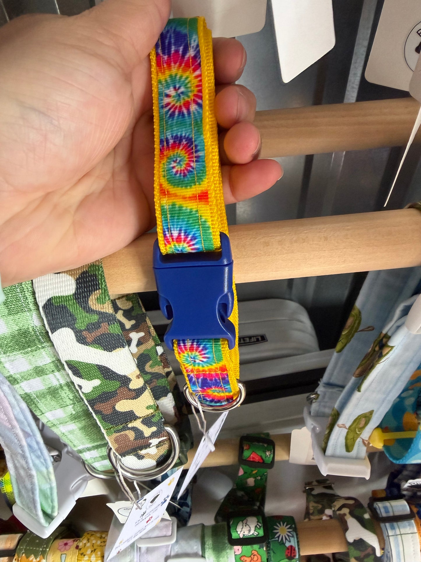 Tie Dye Ribbon & nylon webbing dog collar