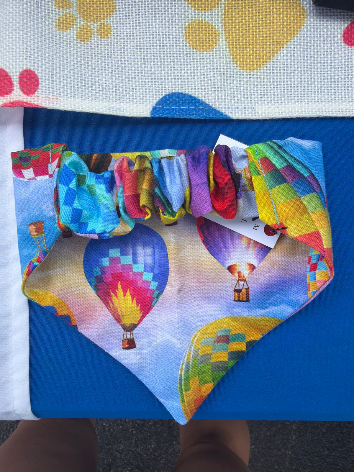 Hot air balloon scrunchie dog bandana