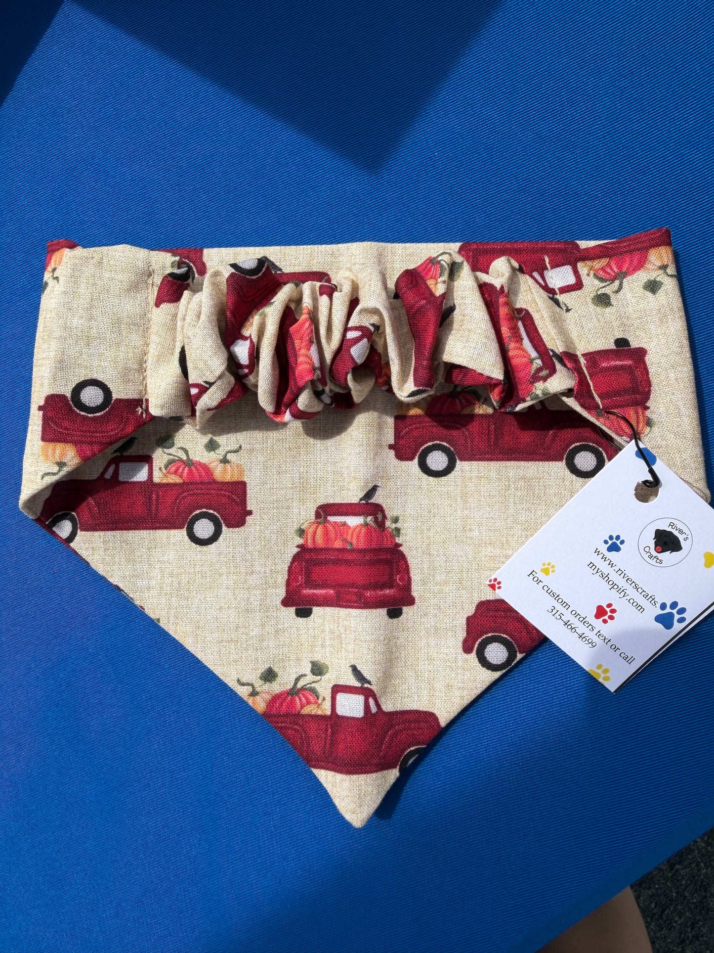 Red Truck Scrunchie Dog Bandana