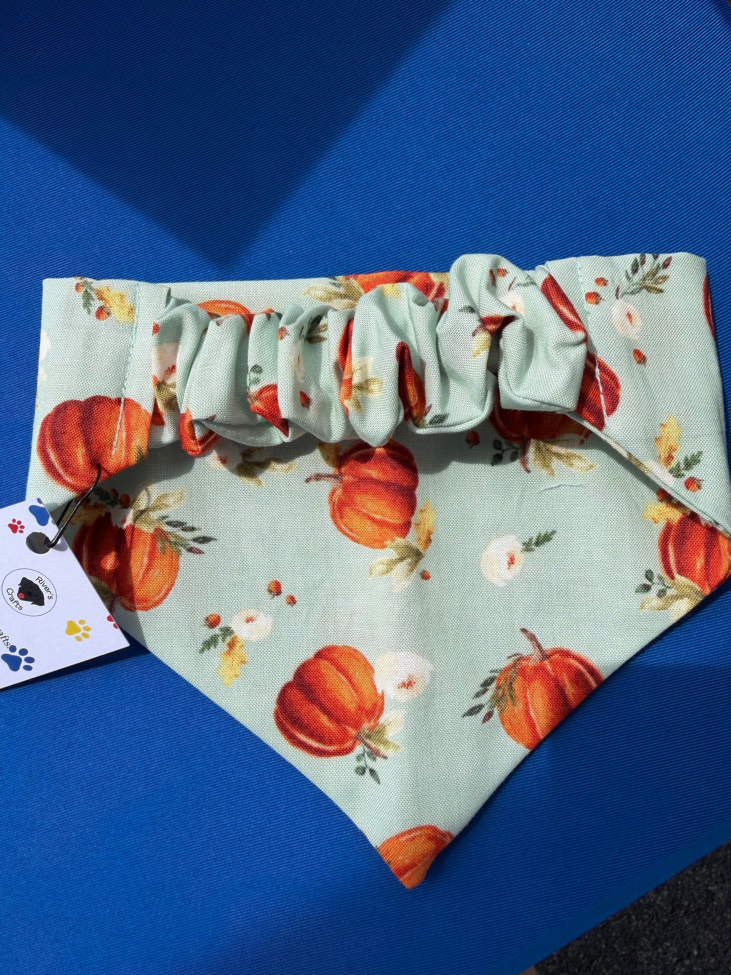 Teal Pumpkin scrunchie dog Bandana