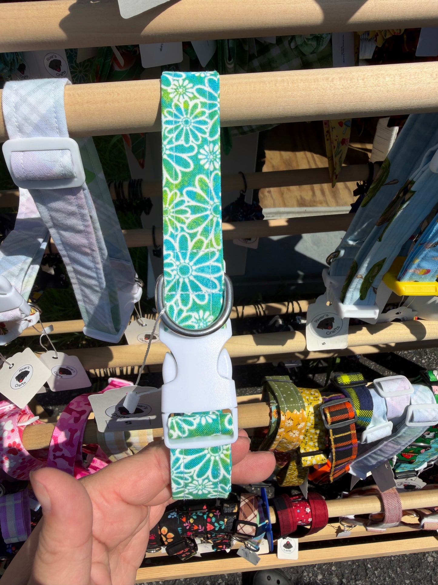 Blue and Green Floral Dog Collar