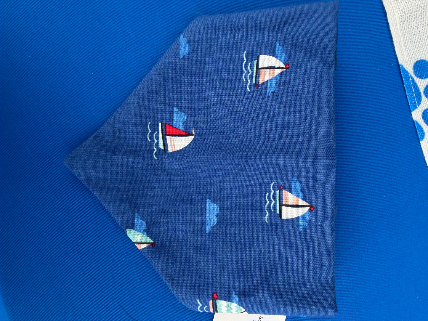 Navy Sailboat Scrunchie Dog Bandana