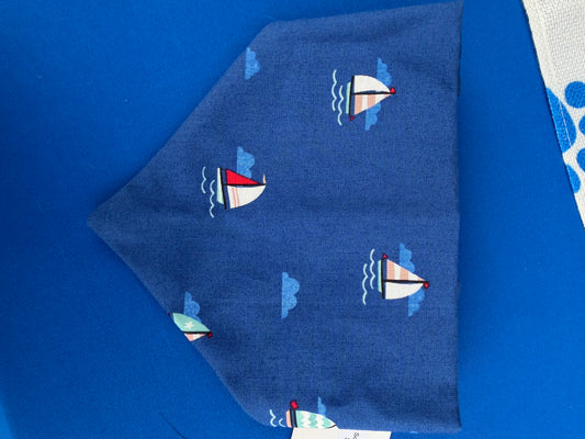Navy Sailboat Scrunchie Dog Bandana