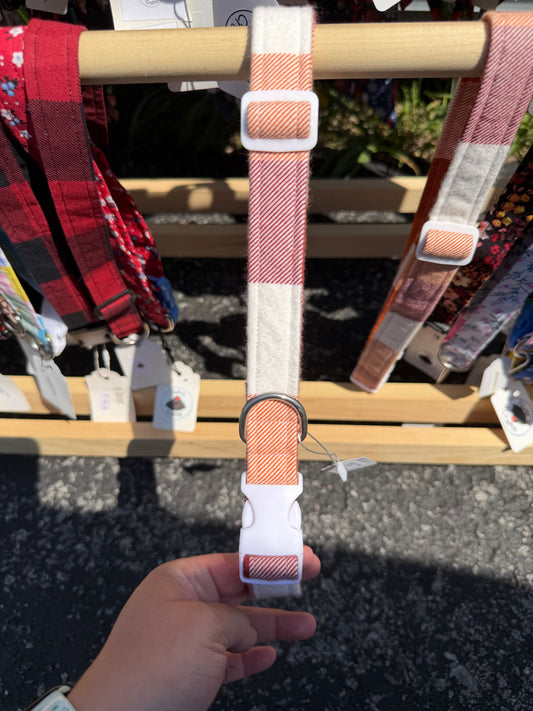 Orange and Red flannel Dog collar