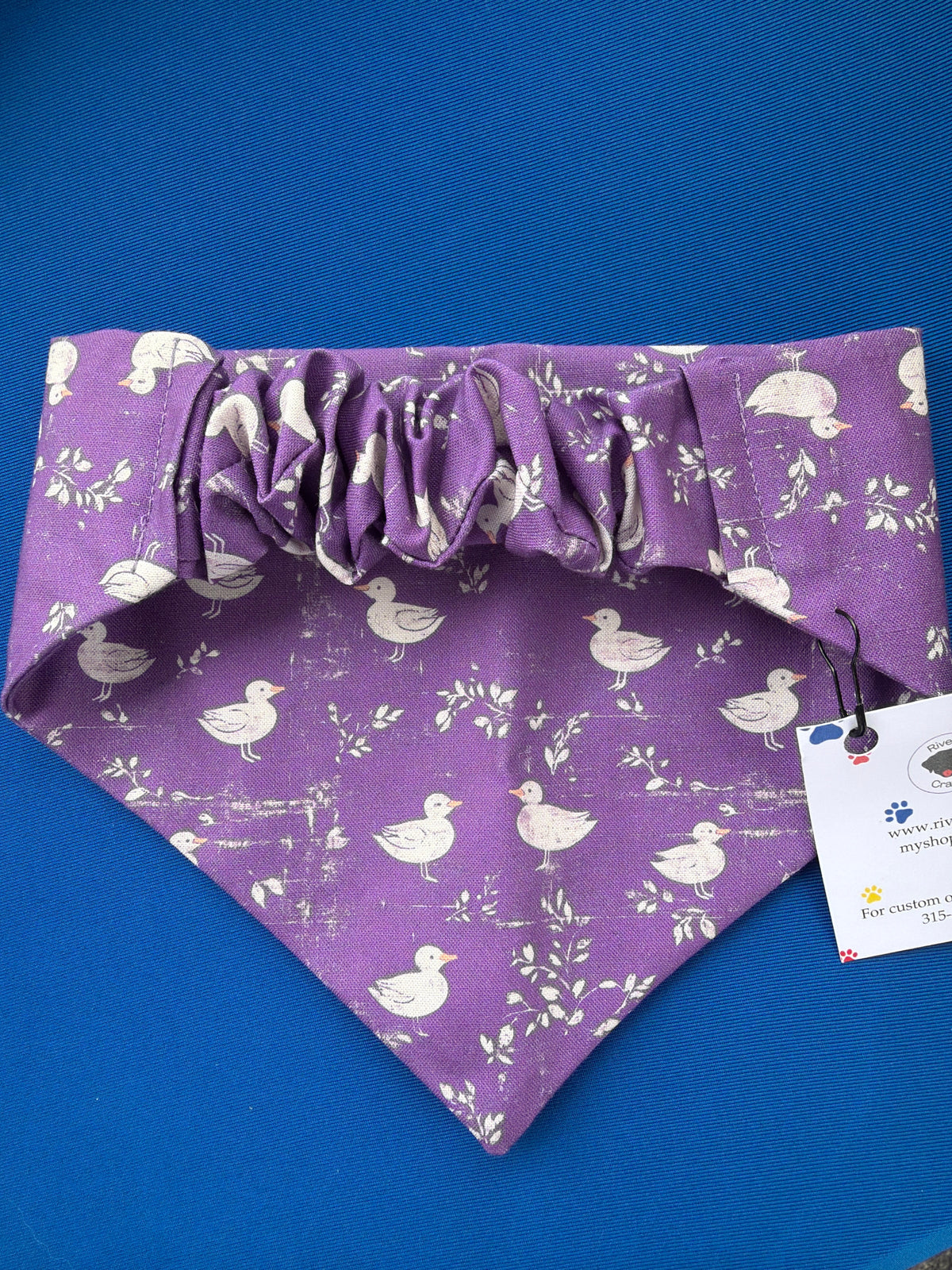Purple Duck Scrunchie Dog Bandana