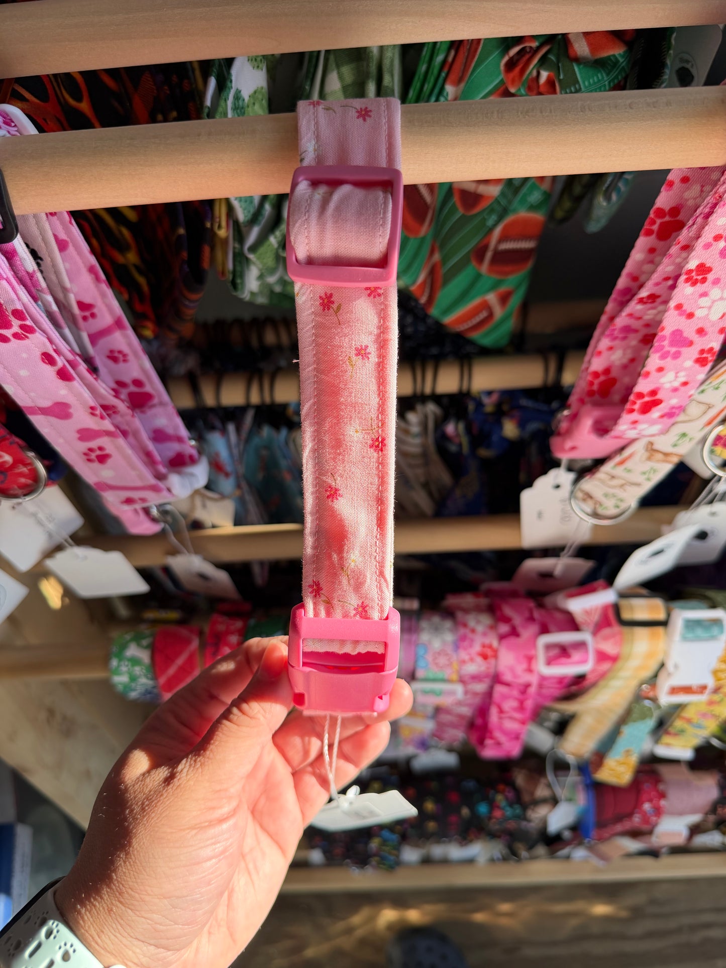 Pink Cotton Floral Dog Collar