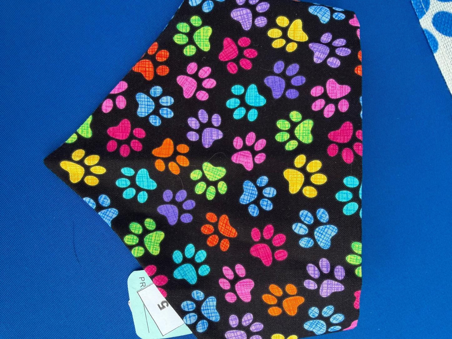 Rainbow Plaid Pawprints Scrunchie Dog Bandana