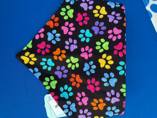 Rainbow Plaid Pawprints Scrunchie Dog Bandana