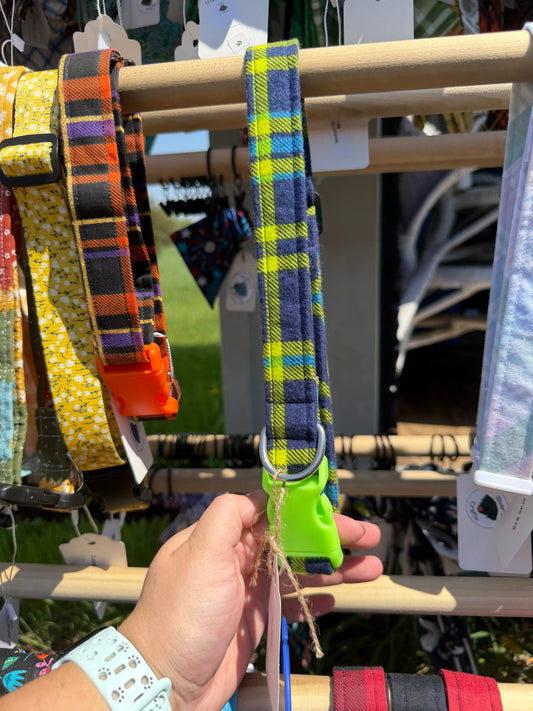 Neon Green & Navy Dog Collar
