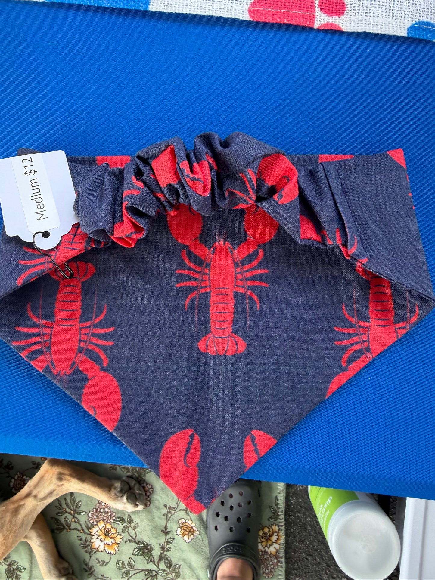 Navy Lobster Scrunchie Dog Bandana