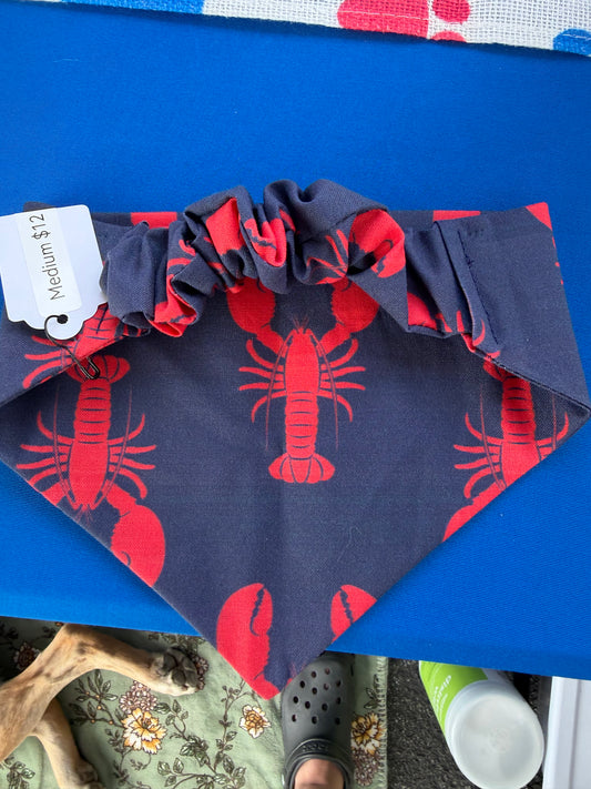 Navy Lobster Scrunchie Dog Bandana