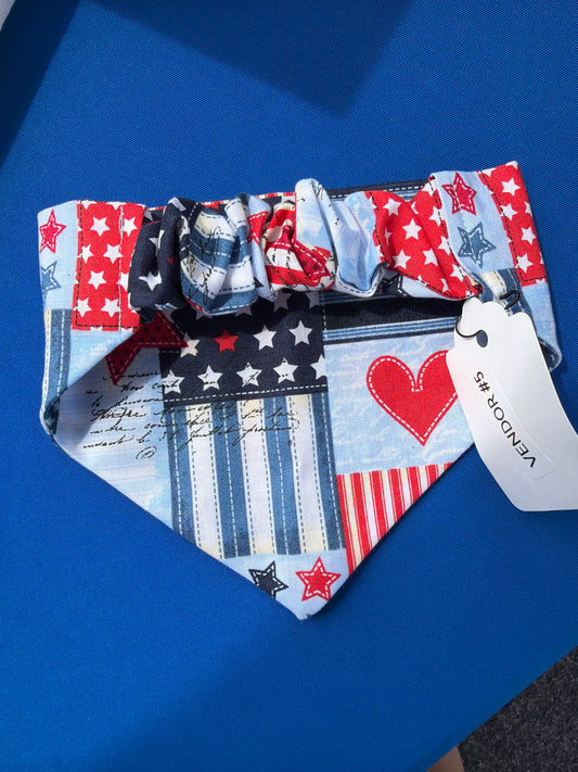 Americana Patchwork Scrunchie dog Bandana