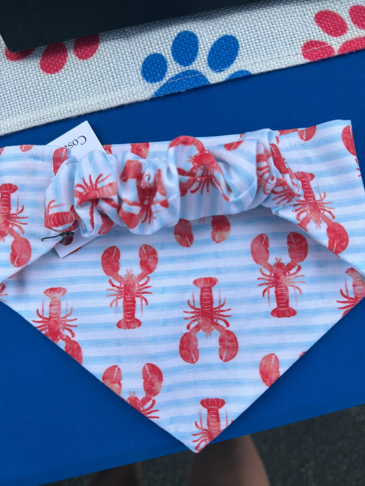 Striped Lobster Scrunchie Dog Bandana