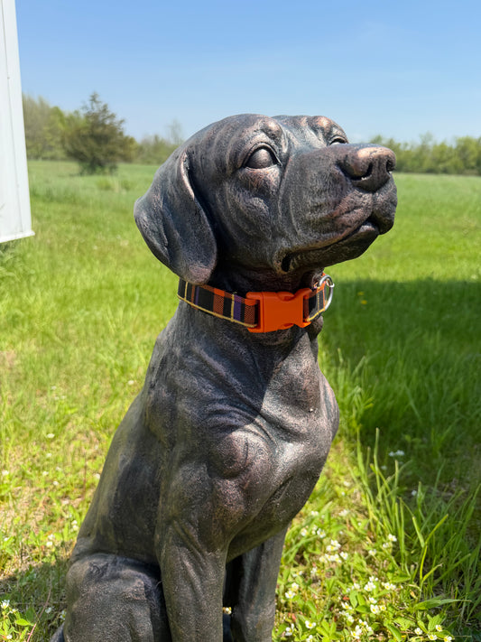 Black, orange & Purple Plaid Cotton Dog Collar
