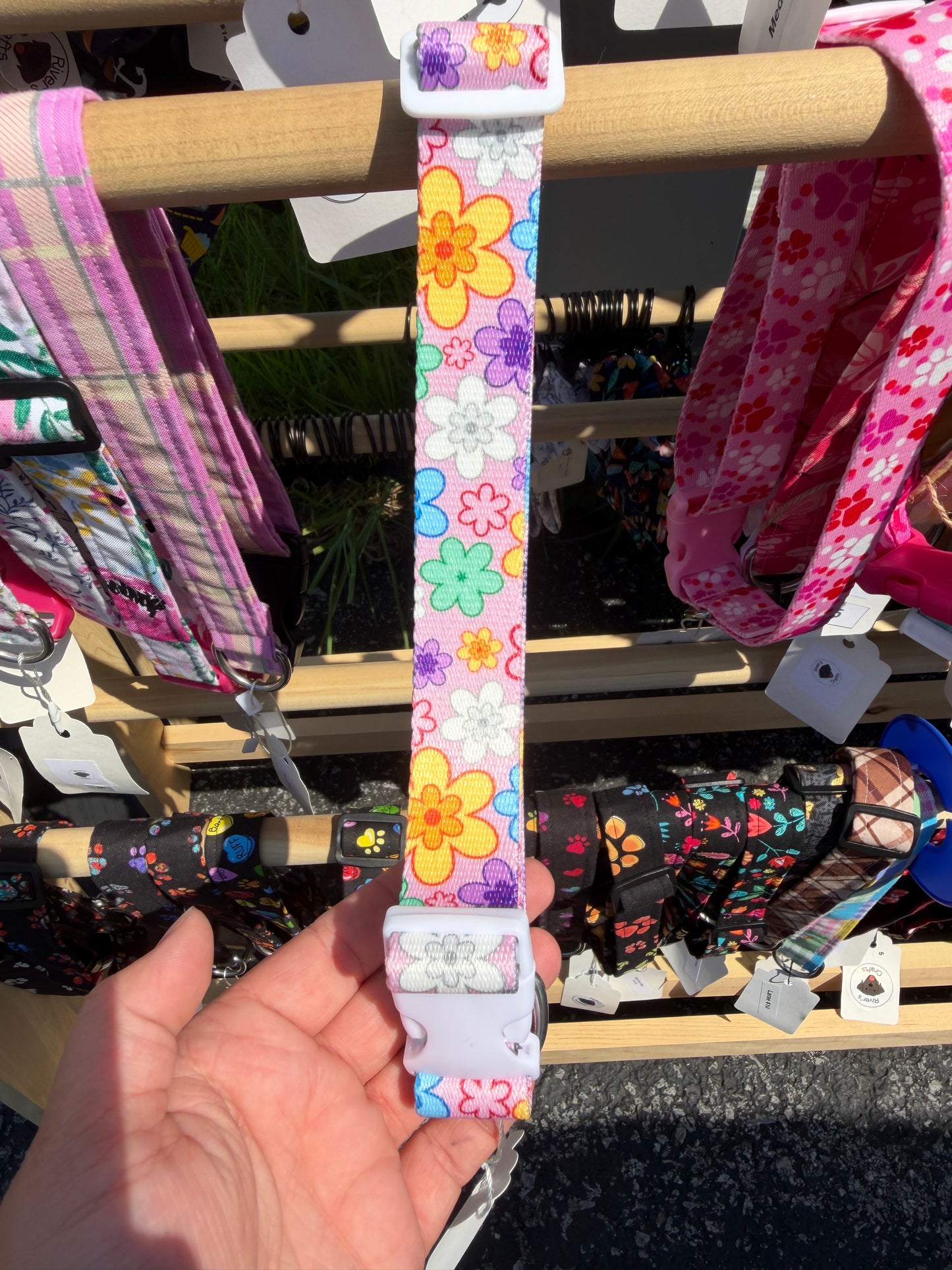 Pink Groovy 80’s Floral Dog Collar