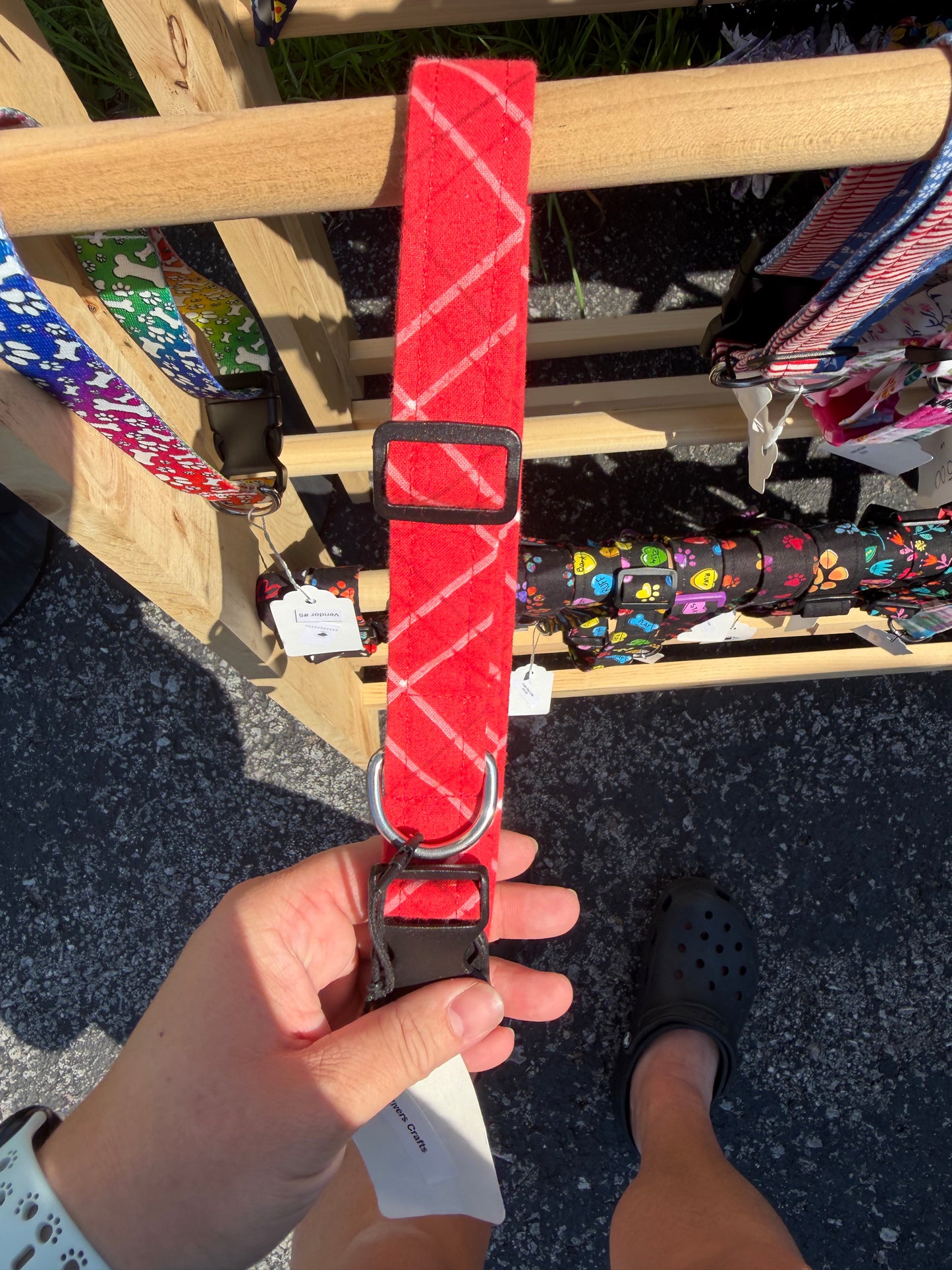 Bright Red Plaid Dog Collar