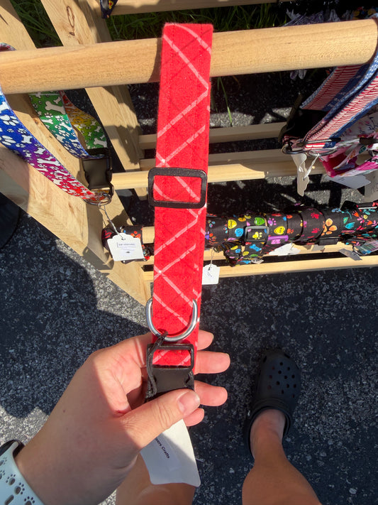 Bright Red Plaid Dog Collar