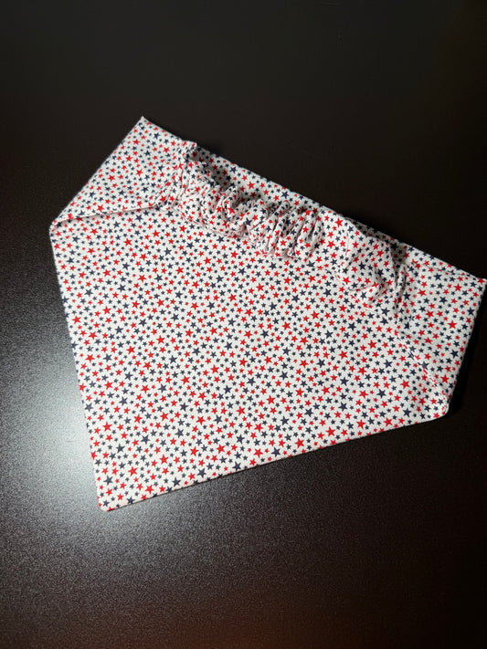 Red, white, & blue stars scrunchie dog bandana