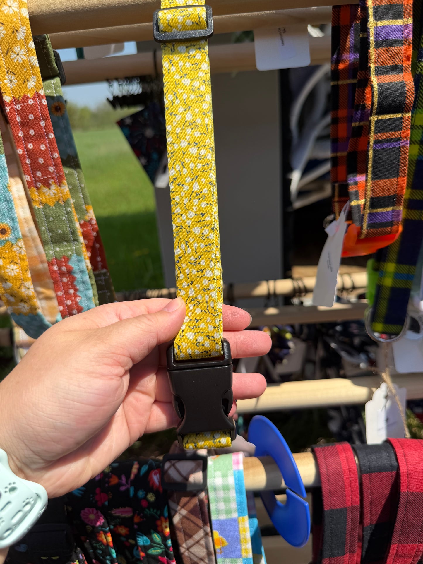 Yellow Floral Nylon webbing dog collar