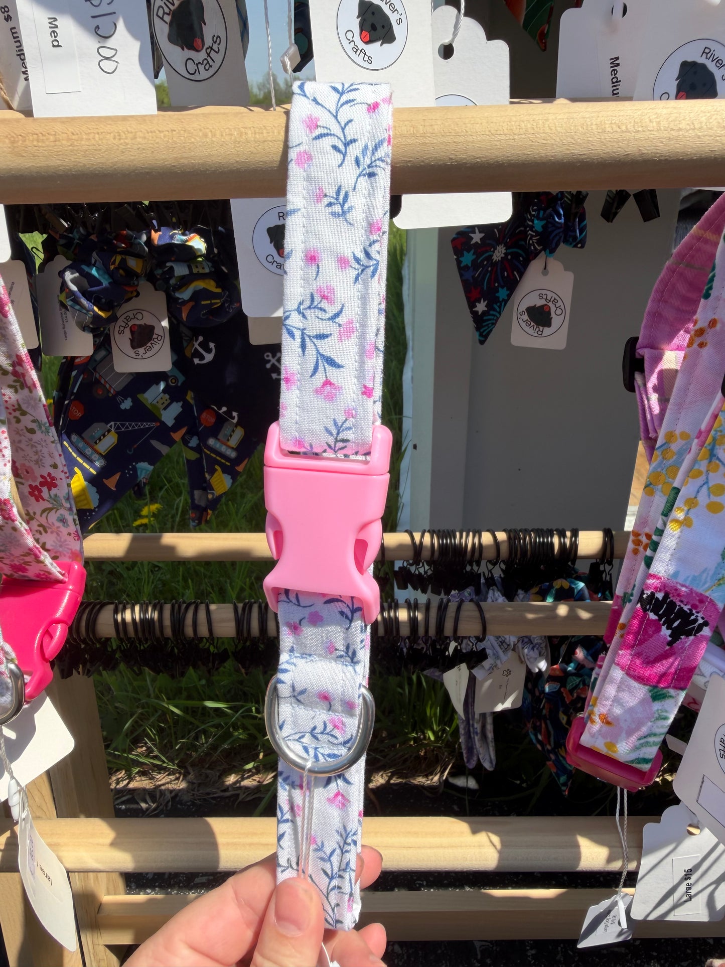 Pink & Navy Floral Dog Collar
