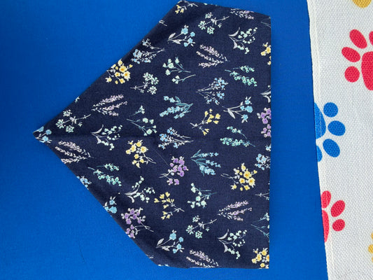 Navy Floral Scrunchie Dog Bandana