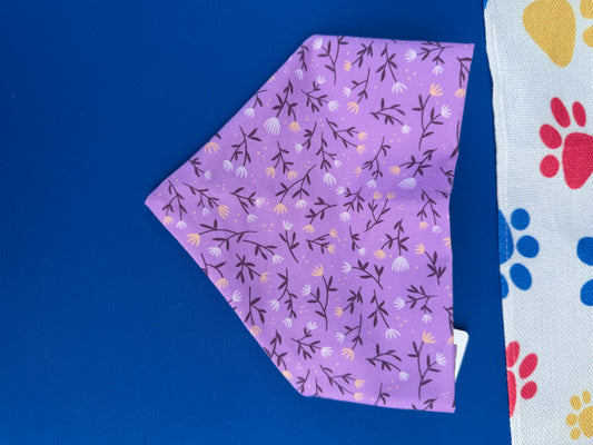 Bright Purple floral Scrunchie Dog Bandana