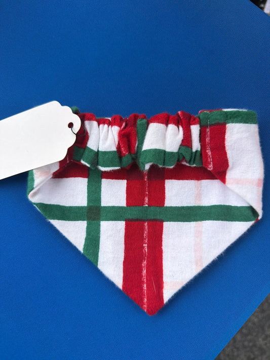 Red and Green Plaid Scrunchie dog Bandana