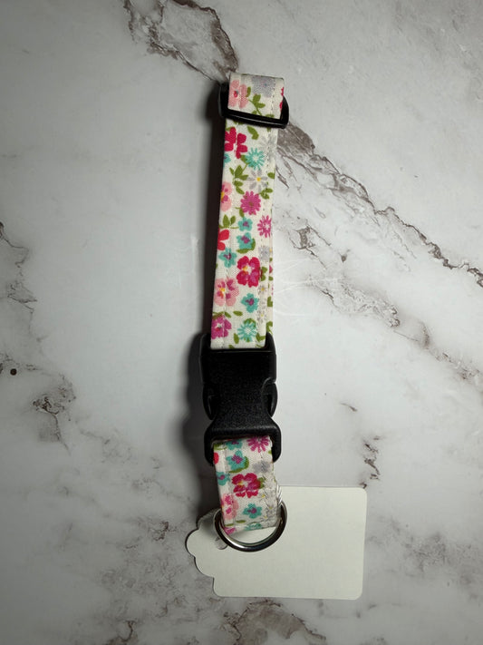 Pink floral dog collar