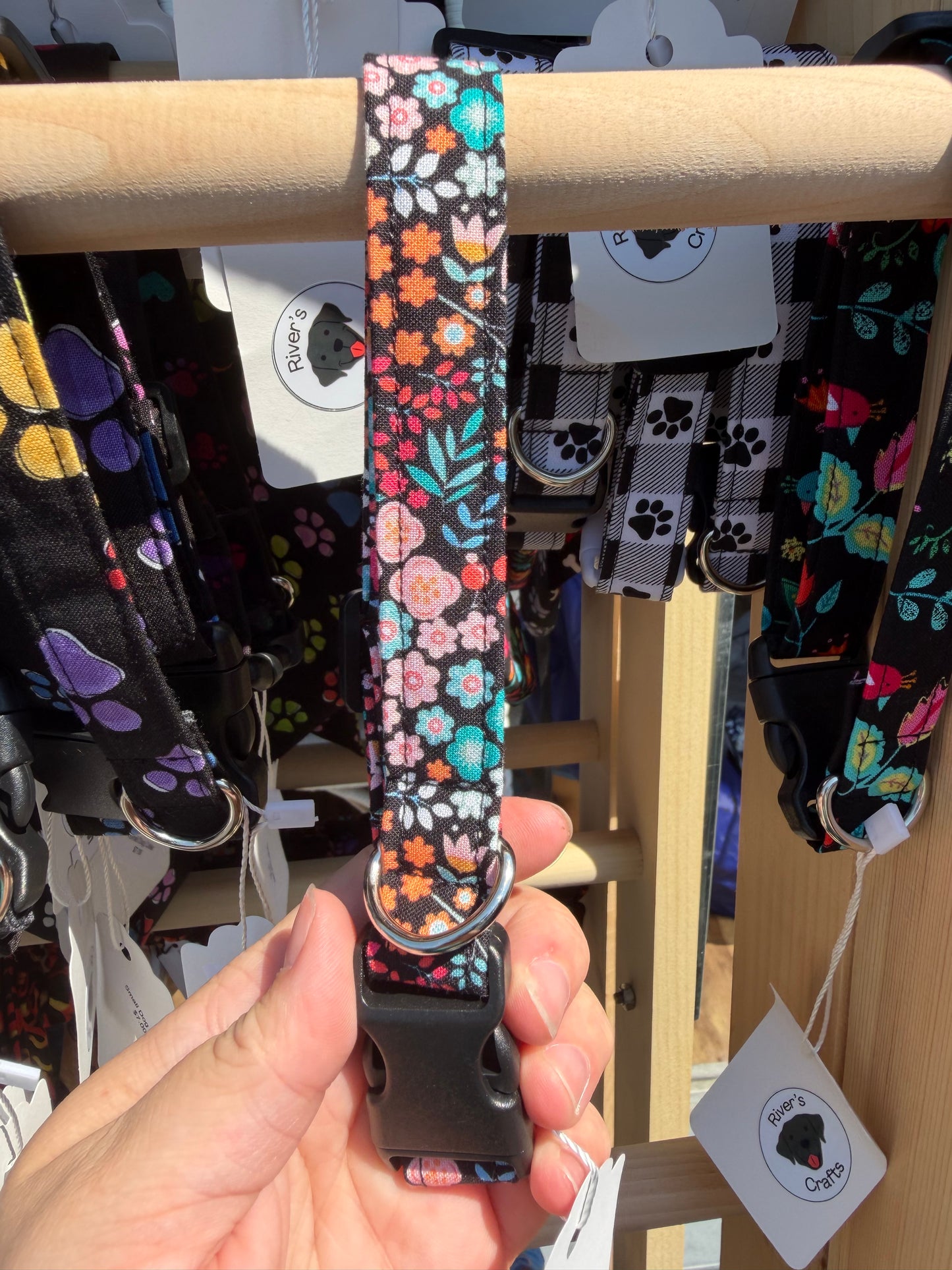 Black Ditsy Floral Dog Collar