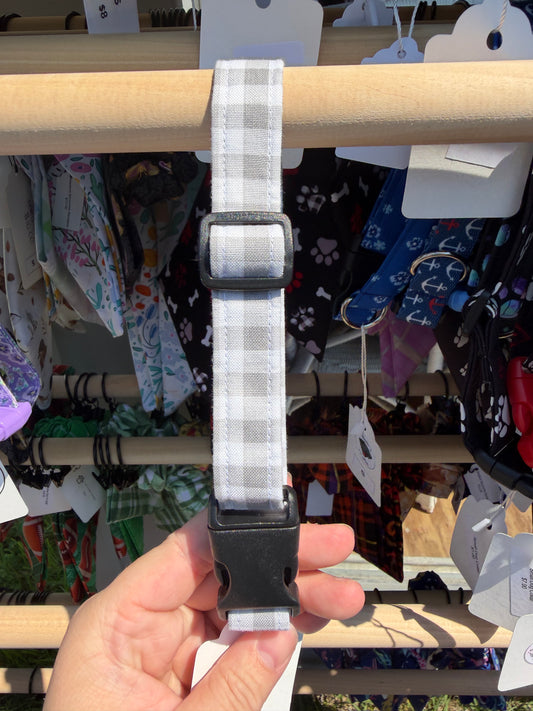 Light Gray Plaid Dog Collar