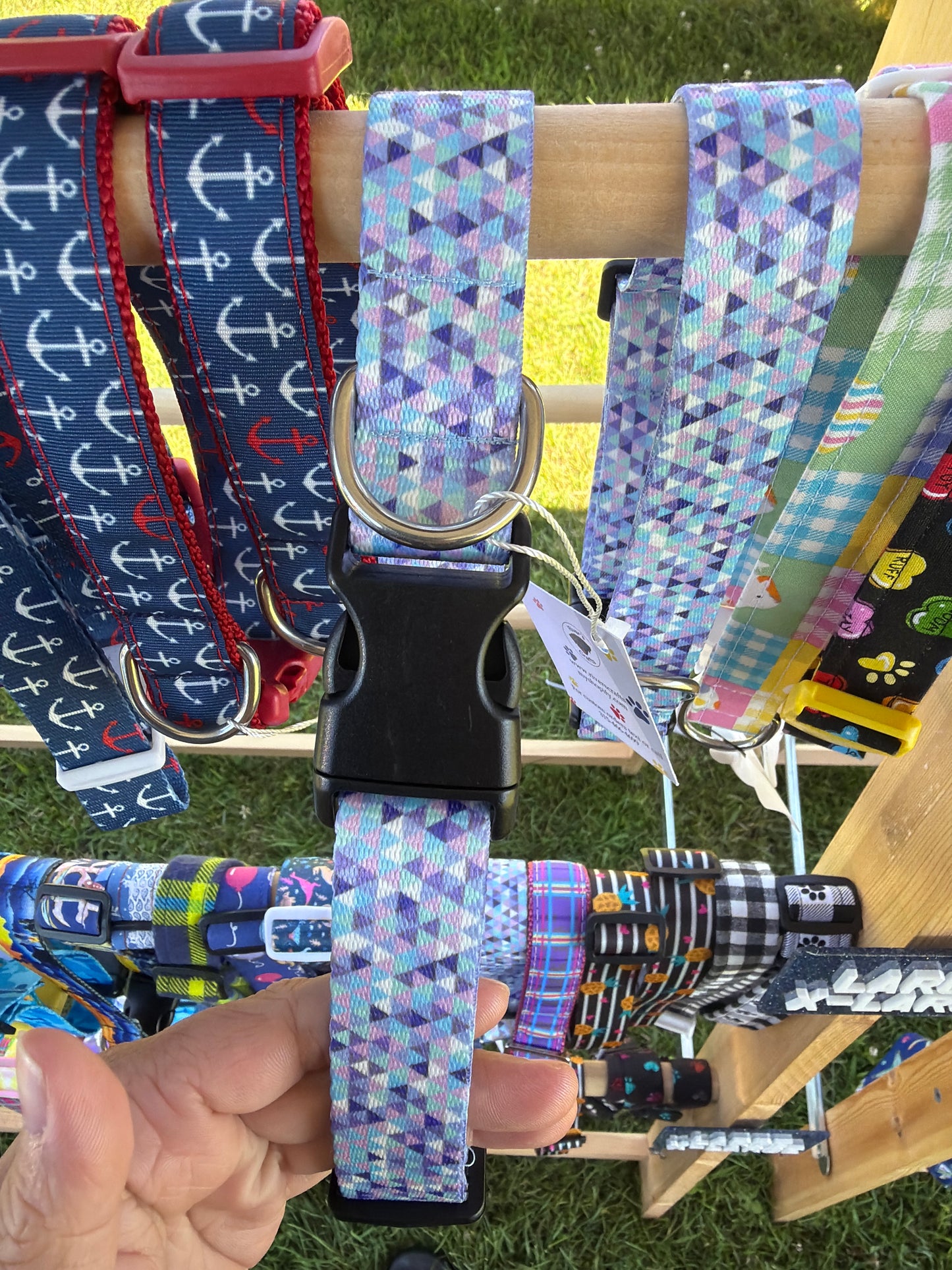 Blue & Purple triangle dog collar