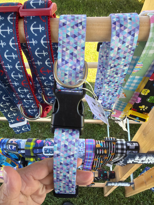 Blue & Purple triangle dog collar