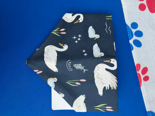 Navy Swan Scrunchie Dog Bandana